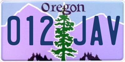 OR license plate 012JAV