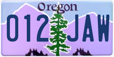 OR license plate 012JAW