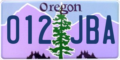 OR license plate 012JBA