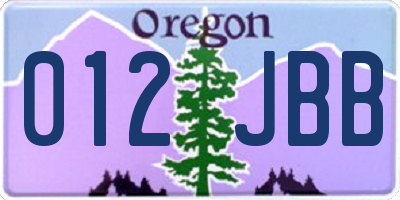 OR license plate 012JBB