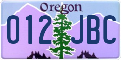 OR license plate 012JBC
