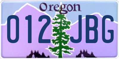 OR license plate 012JBG