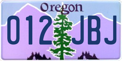 OR license plate 012JBJ