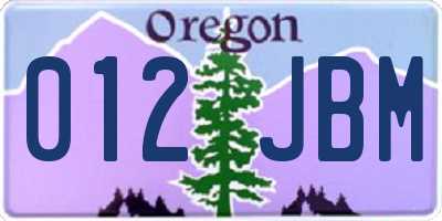 OR license plate 012JBM
