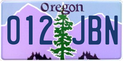 OR license plate 012JBN