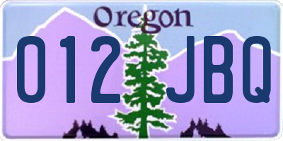 OR license plate 012JBQ