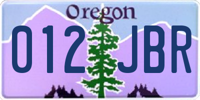 OR license plate 012JBR