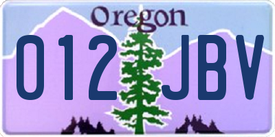 OR license plate 012JBV