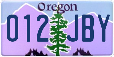OR license plate 012JBY
