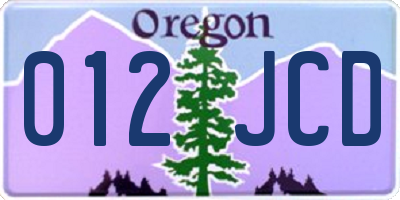 OR license plate 012JCD