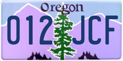 OR license plate 012JCF