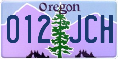 OR license plate 012JCH