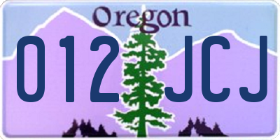 OR license plate 012JCJ