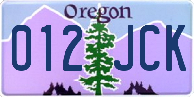 OR license plate 012JCK