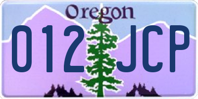 OR license plate 012JCP