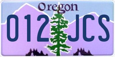 OR license plate 012JCS
