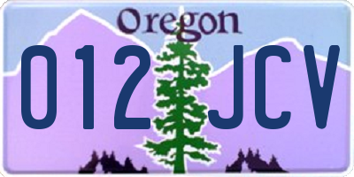 OR license plate 012JCV