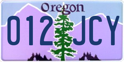 OR license plate 012JCY