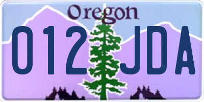 OR license plate 012JDA