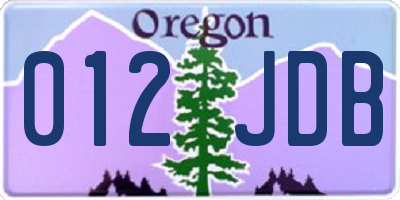 OR license plate 012JDB
