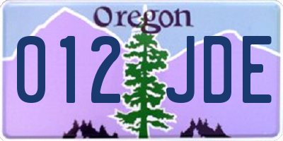 OR license plate 012JDE