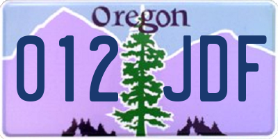 OR license plate 012JDF