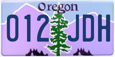 OR license plate 012JDH