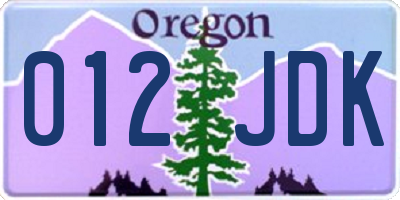 OR license plate 012JDK