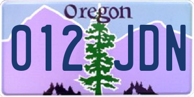 OR license plate 012JDN