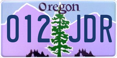 OR license plate 012JDR