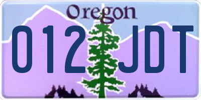 OR license plate 012JDT