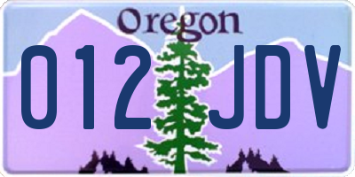 OR license plate 012JDV