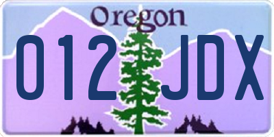OR license plate 012JDX
