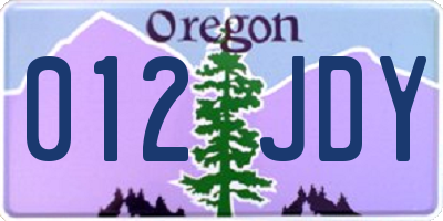 OR license plate 012JDY