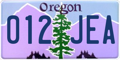 OR license plate 012JEA