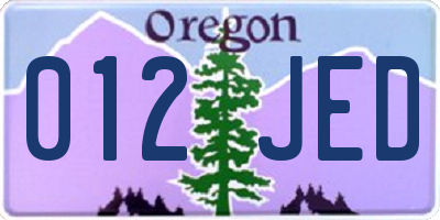 OR license plate 012JED