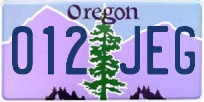 OR license plate 012JEG