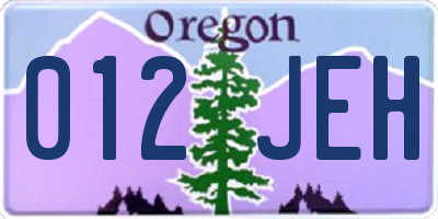 OR license plate 012JEH