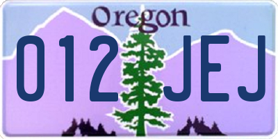 OR license plate 012JEJ