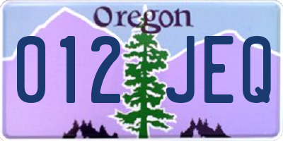 OR license plate 012JEQ