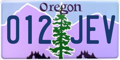 OR license plate 012JEV