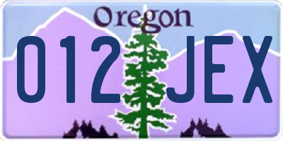 OR license plate 012JEX