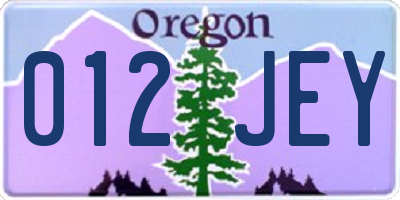 OR license plate 012JEY