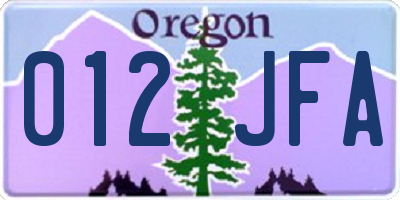OR license plate 012JFA