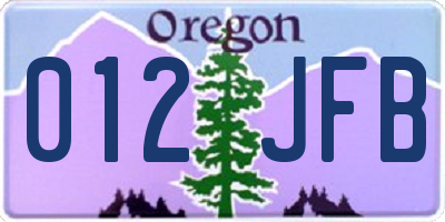 OR license plate 012JFB