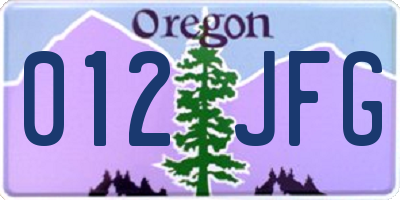 OR license plate 012JFG