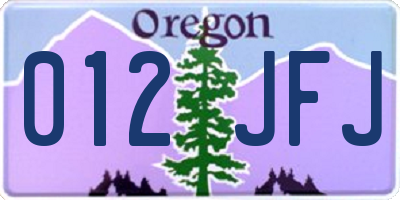 OR license plate 012JFJ