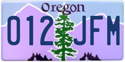 OR license plate 012JFM