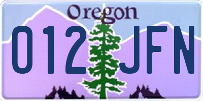OR license plate 012JFN