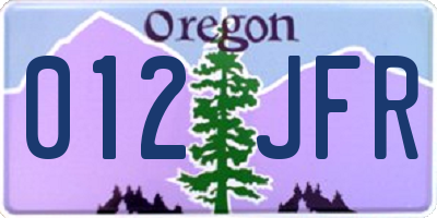 OR license plate 012JFR